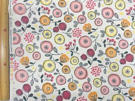 限定復刻！まるいお花のオックスプリント「北欧の森」生成(綿かす残し)