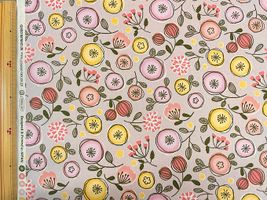 限定復刻！まるいお花のオックスプリント「北欧の森」くすみピンク