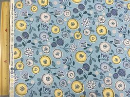 限定復刻！まるいお花のオックスプリント「北欧の森」くすみブルー