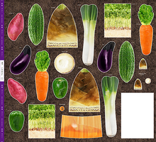 とれたてお野菜！八百屋さんのパネルシーチングプリントタケノコ