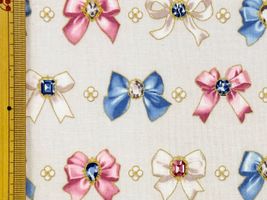 シーチングプリント un/no「ビジューリボン」オフ白