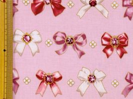 シーチングプリント un/no「ビジューリボン」ピンク