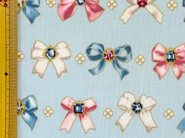 シーチングプリント un/no「ビジューリボン」ブルー