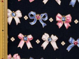 シーチングプリント un/no「ビジューリボン」ブラック