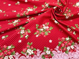 シーチングプリント un/no「Strawberry&Dot」_拡大イメージ