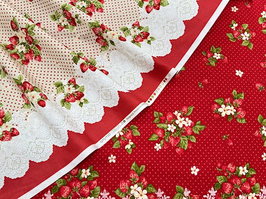 シーチングプリント un/no「Strawberry&Dot」