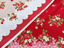 シーチングプリント un/no「Strawberry&Dot」_拡大イメージ