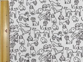 ゆるくてかわいい犬たちのクールクロスニットオフホワイト地×ブラウン