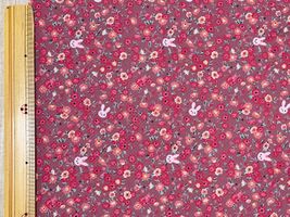 お花とうさぎのクールクロスニットワインレッド