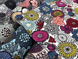 北欧調オックスプリント「ノルディックフラワー」_拡大イメージ