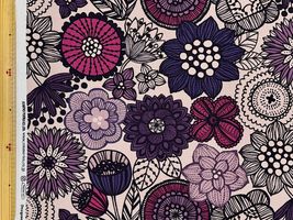 北欧調オックスプリント「ノルディックフラワー」ピンク系