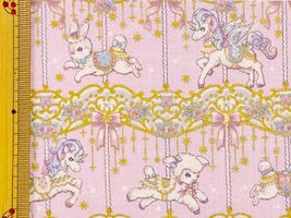 シーチングプリント un/no「メリー・ファンタジー」ピンク