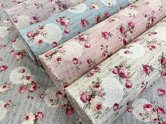 楽譜とバラのエレガントな綿麻キャンバスプリント