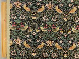 シーチングプリント BEST OF MORRIS「いちご泥棒」グリーン×ブラック