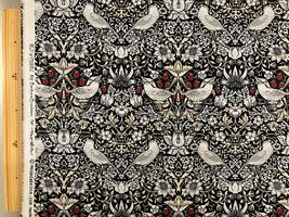 シーチングプリント BEST OF MORRIS「いちご泥棒」グレー×ブラック