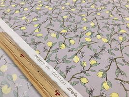 コットンこばやし 檸檬のブロードプリントくすみラベンダー