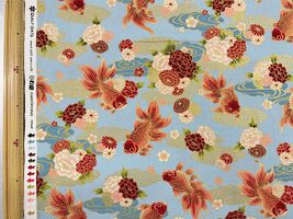 「百華繚蘭」金魚と牡丹ライトブルー