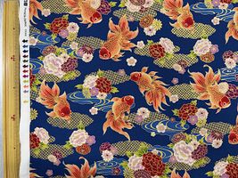 「百華繚蘭」金魚と牡丹ネイビー