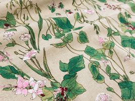 Exclusive Collection 綿麻シーチングプリント「ハーバル・フラワー」ベージュ