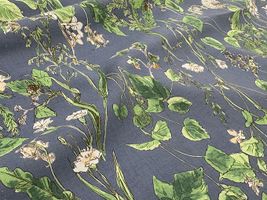 Exclusive Collection 綿麻シーチングプリント「ハーバル・フラワー」ネイビー