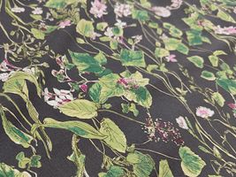 Exclusive Collection 綿麻シーチングプリント「ハーバル・フラワー」チャコール