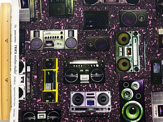 【現品限り特価】『nora.』ELECTRONICなラジカセのシーチングプリント