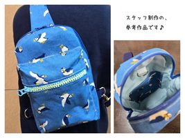 my piece of fabric デニム鳥オックスプリント「パフィン」_拡大イメージ
