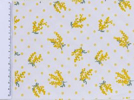 ふわり舞うミモザのクールクロスニットオフホワイト×イエロー