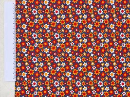 ポップなレトロフラワーのクールクロスニットネイビー