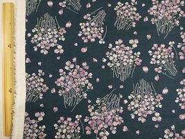 綿麻プリント「モーメント・バイオレット」ネイビー