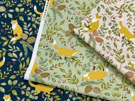 キツネと植物のオックスプリント_拡大イメージ