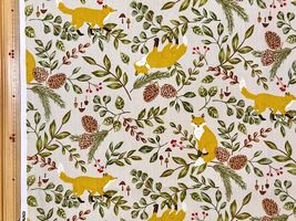 キツネと植物のオックスプリント_拡大イメージ