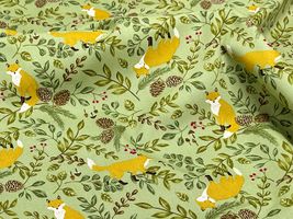 キツネと植物のオックスプリント_拡大イメージ