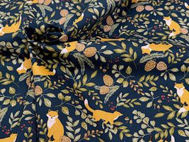 キツネと植物のオックスプリント_拡大イメージ