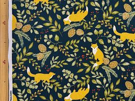 キツネと植物のオックスプリント_拡大イメージ