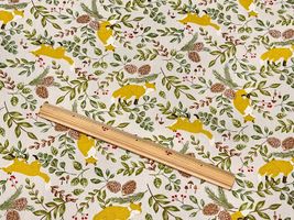 キツネと植物のオックスプリント_拡大イメージ