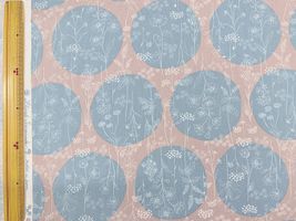 オックスプリント Floral Serenade「Big dot&Botanical」ピンクグレー×くすみブルー