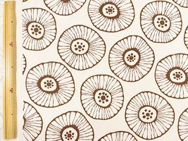 北欧調オックスプリント「まるまるフラワー」ブラウン×生成地