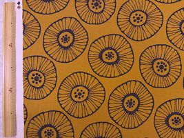 北欧調オックスプリント「まるまるフラワー」ブラウン地