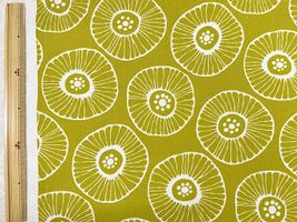 北欧調オックスプリント「まるまるフラワー」マスタード地