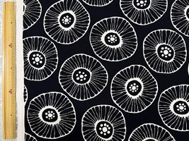 北欧調オックスプリント「まるまるフラワー」ブラック地