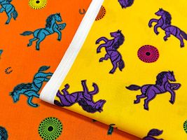 アフリカン調シーチングプリント「ホース」_拡大イメージ