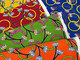 アフリカン調シーチングプリント「フラワーリング」_拡大イメージ