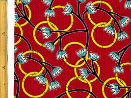 アフリカン調シーチングプリント「フラワーリング」_拡大イメージ