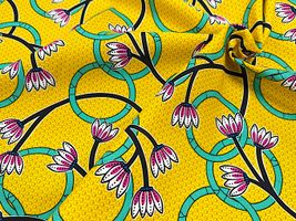 アフリカン調シーチングプリント「フラワーリング」_拡大イメージ