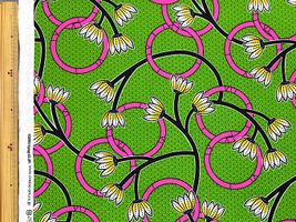 アフリカン調シーチングプリント「フラワーリング」_拡大イメージ