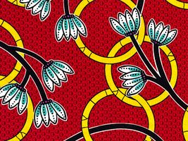 アフリカン調シーチングプリント「フラワーリング」レッド