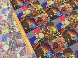 「パッチワーク」アフリカン調プリントブラウン系