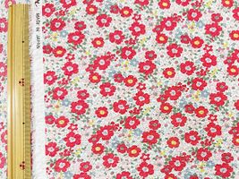 コットンこばやしリップルプリント「いっぱいのお花たち」レッド系