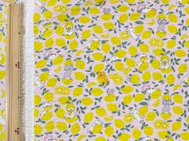 コットンこばやしリップルプリント「レモンねこ」ペールピンク